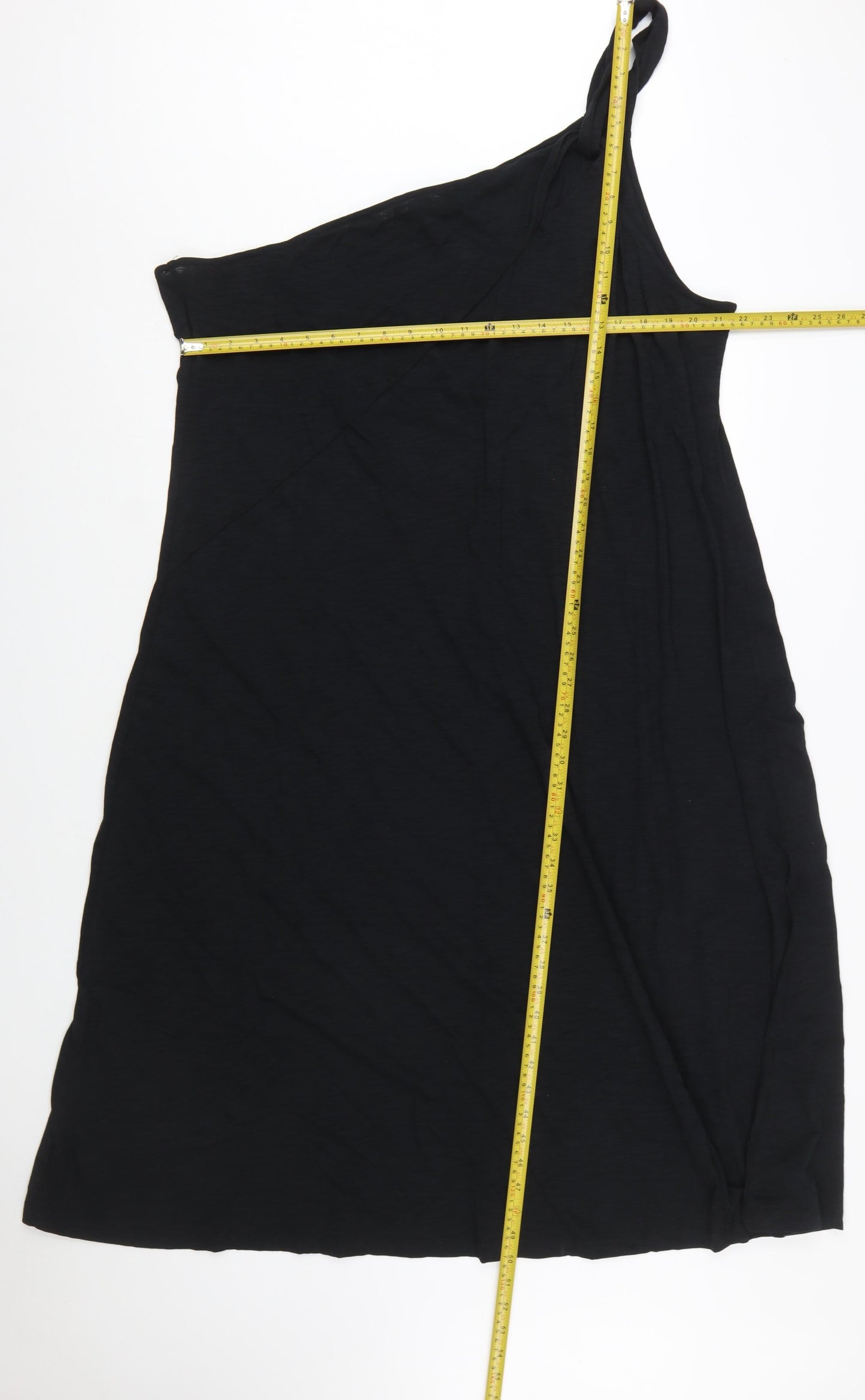 Marks and Spencer Womens Black One Shoulder Jersey Slip Dress Size 24