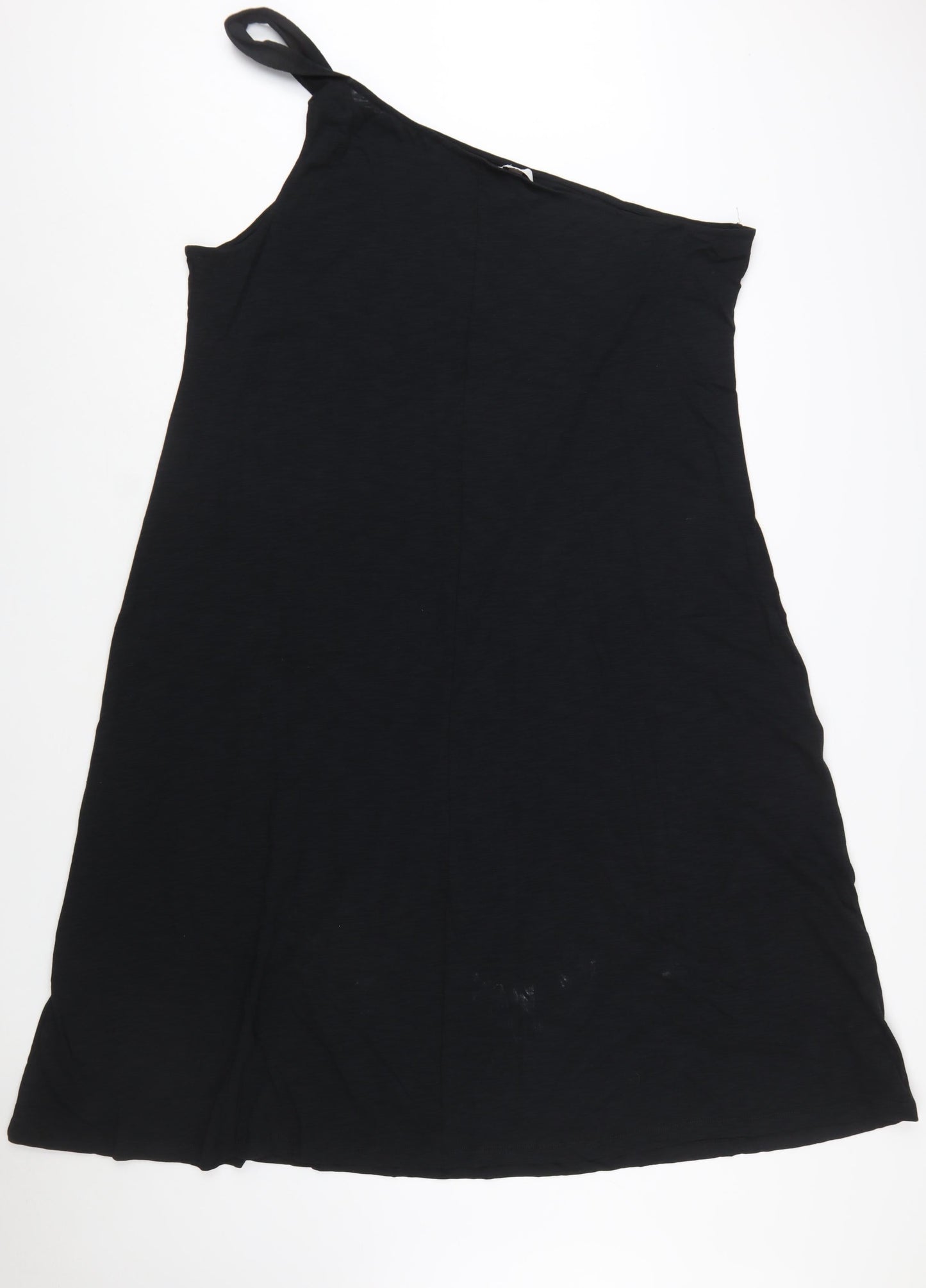 Marks and Spencer Womens Black One Shoulder Jersey Slip Dress Size 24