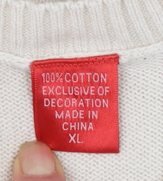 IZOD Womens Beige Argyle V-Neck Cotton Knit Sleeveless Jumper Vest XL