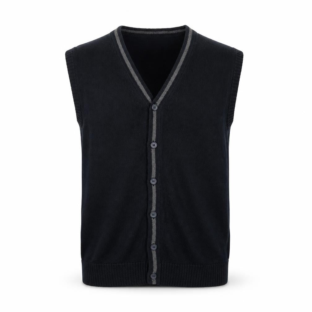 Hunt Club Men's Black Cotton Sleeveless Button Cardigan L
