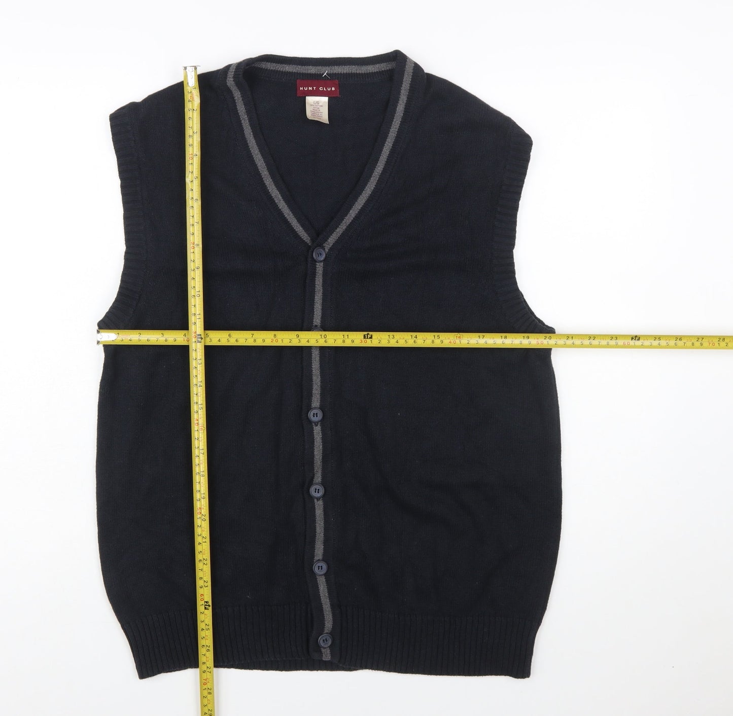 Hunt Club Men's Black Cotton Sleeveless Button Cardigan L