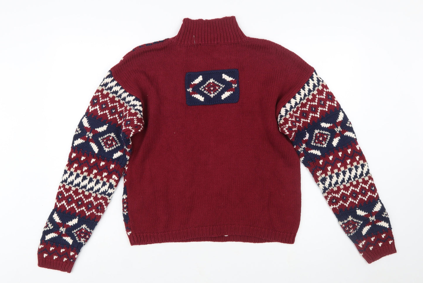 Ricki's Women Multicoloured Fair Isle Cotton High Neck Jumper M