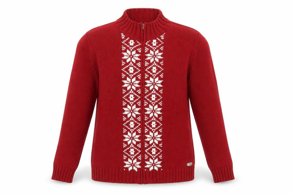 Northern Reflections Women Red Fair Isle Full Zip Knit Jumper M