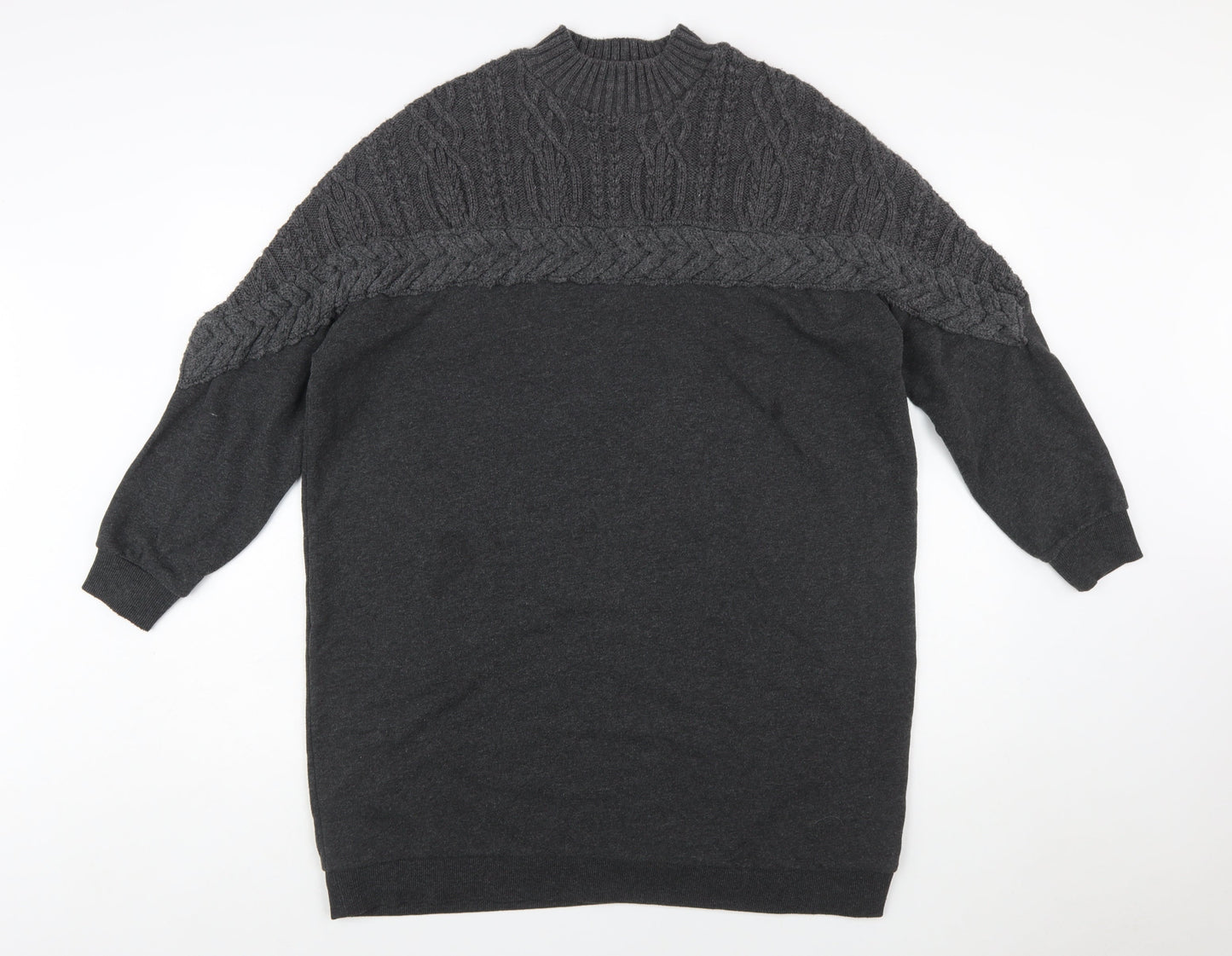 River Island Womens Grey Cable-Knit Long Sleeve Pullover Jumper L