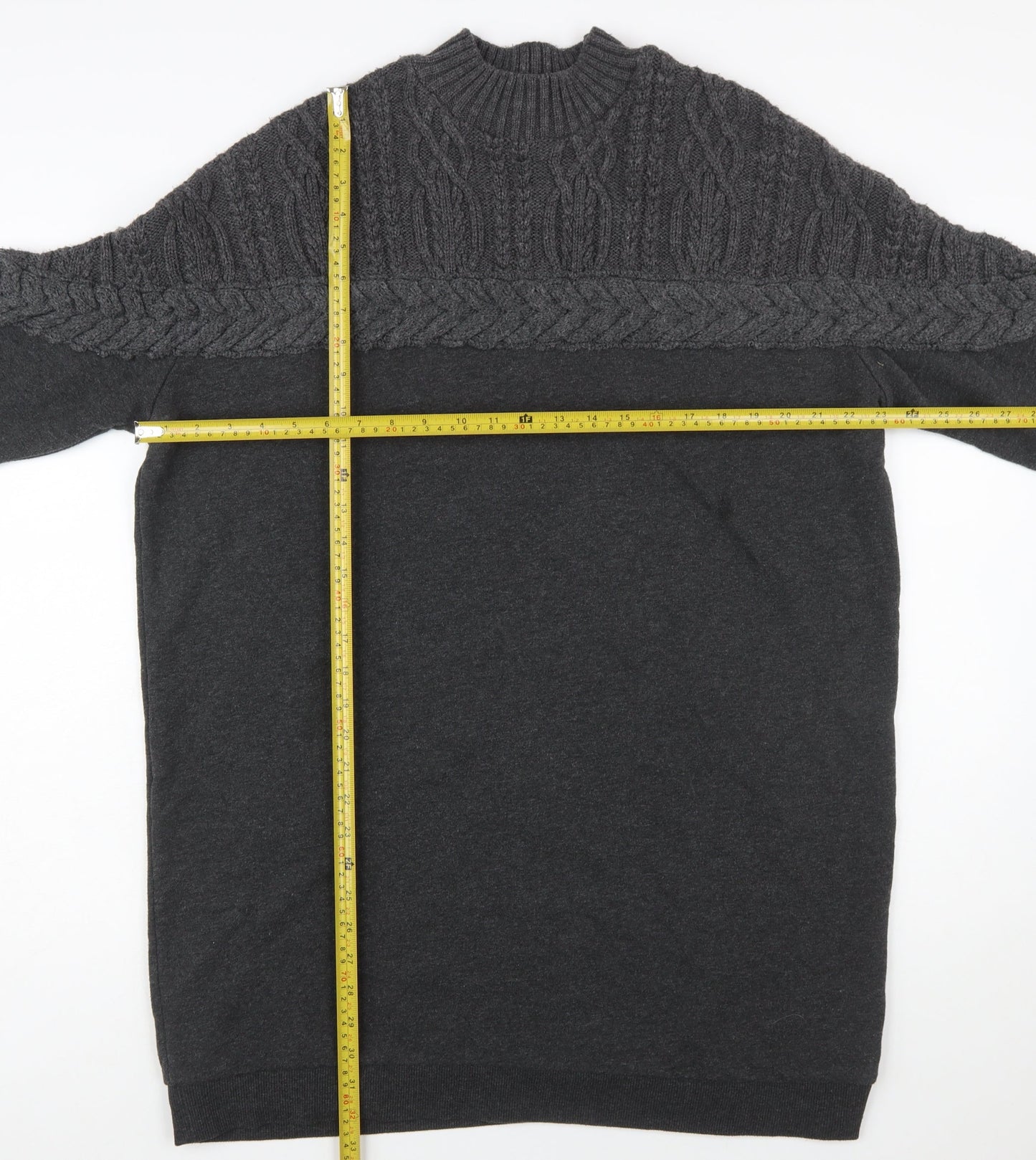 River Island Womens Grey Cable-Knit Long Sleeve Pullover Jumper L