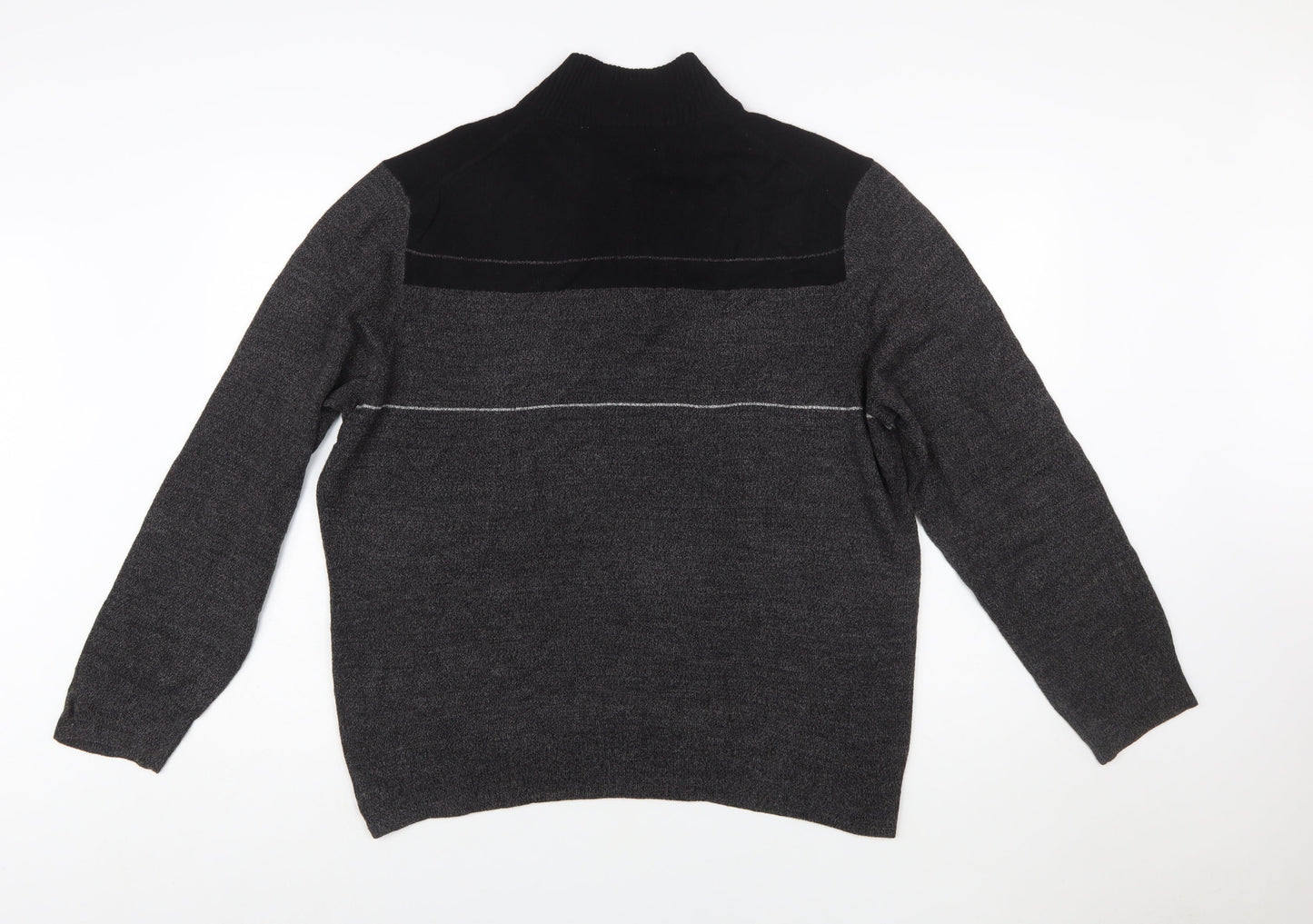 Dockers Mens Grey Acrylic 1/2 Zip High Neck Jumper Size L