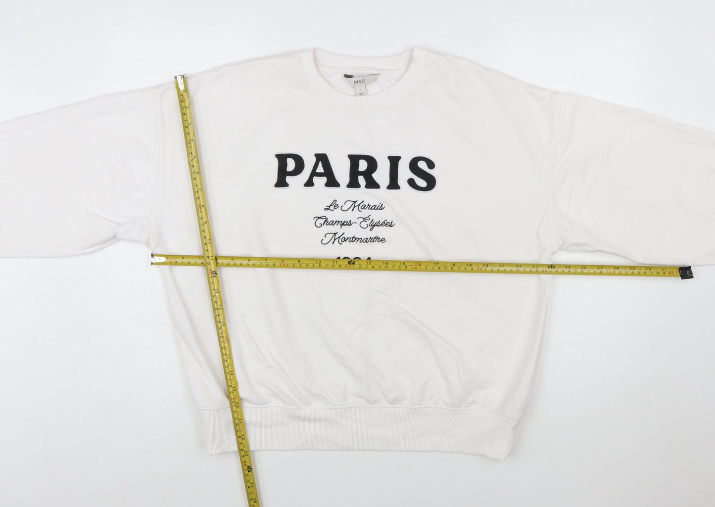 Marks and Spencer Womens Ivory Sweatshirt Medium Paris Print