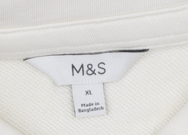 Marks and Spencer Women Ivory Henley Sweatshirt XL Cotton Pullover