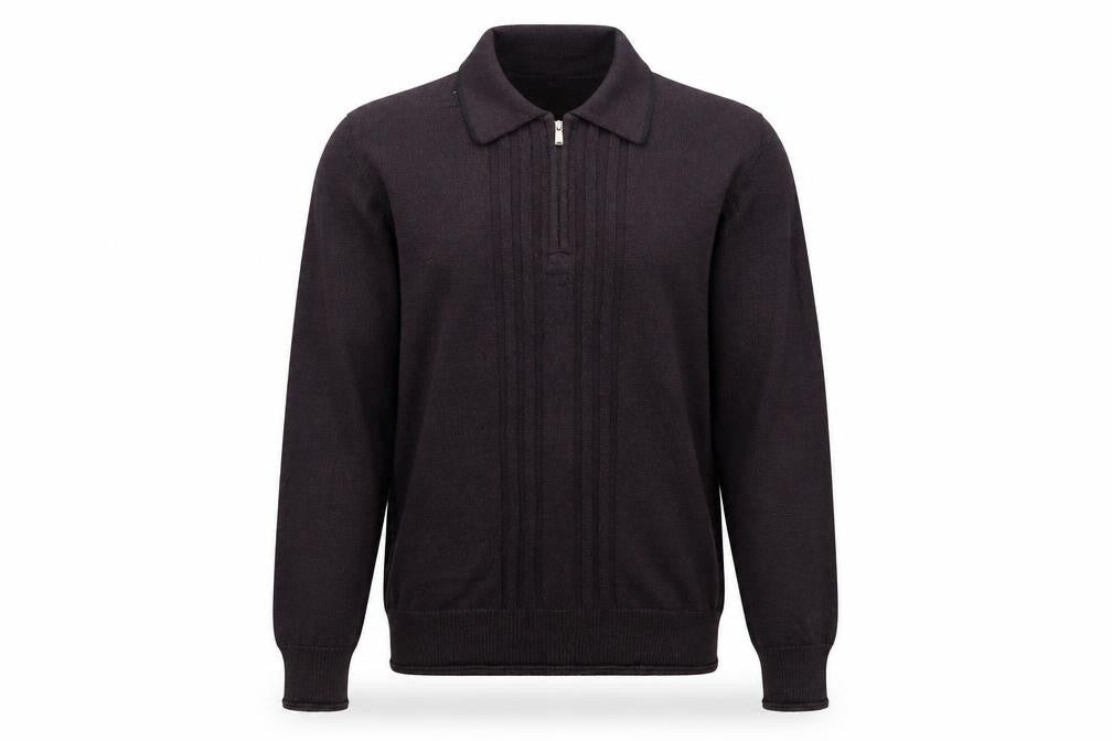 LEON Men’s Brown Wool Blend Collared Full Zip Jumper Size M