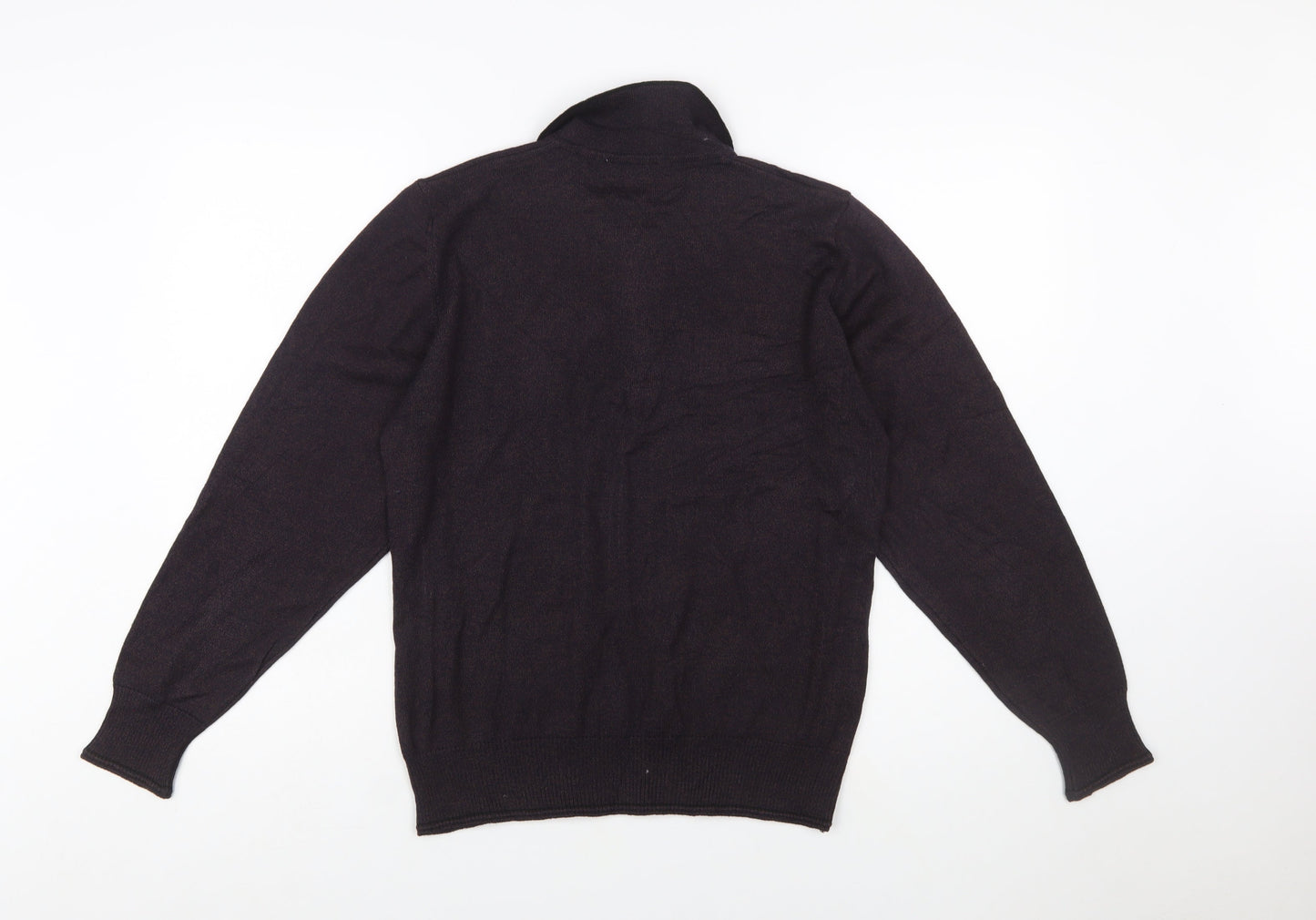 LEON Men’s Brown Wool Blend Collared Full Zip Jumper Size M