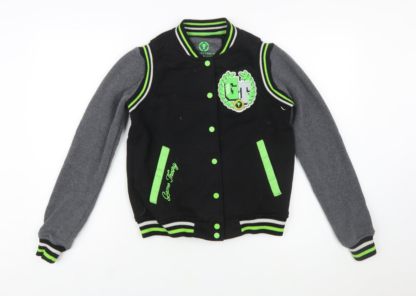 Theory Wear Women Black & Grey Varsity Full Zip Sweatshirt S