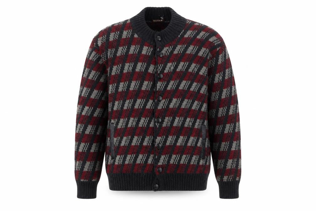 Graziano G. Men's Multicoloured Check Wool Cardigan M