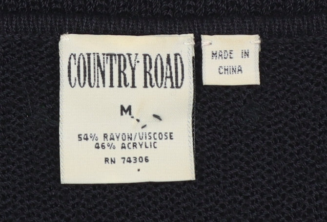Country Road Women's Black Sequin Knit Sleeveless V-Neck Vest M