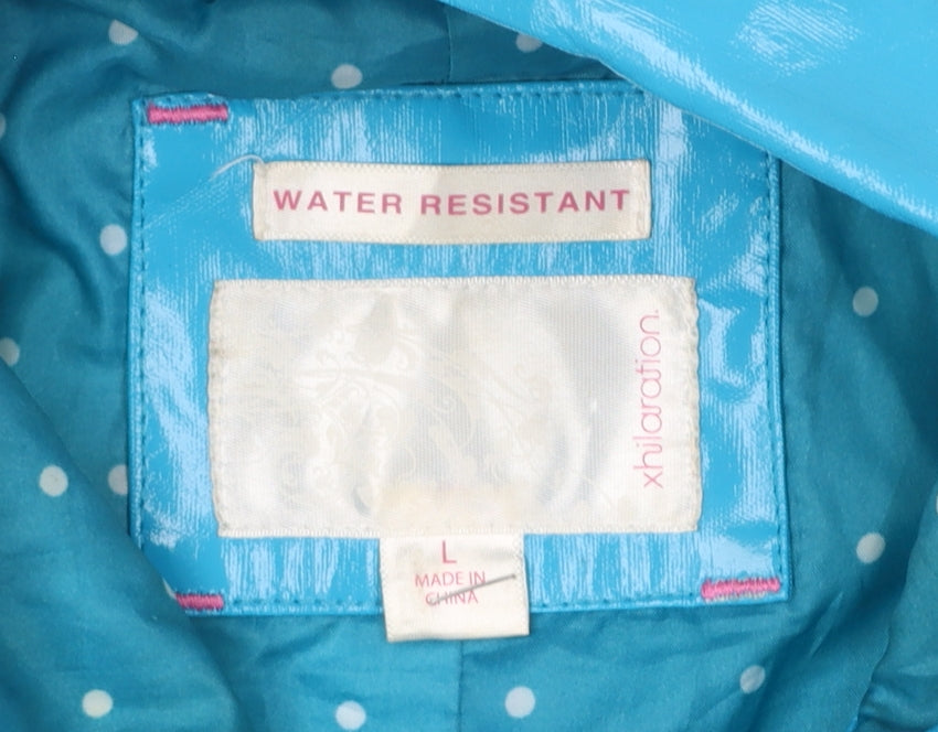 Xhilaration Women Blue L Water Resistant Hooded Rain Coat Jacket