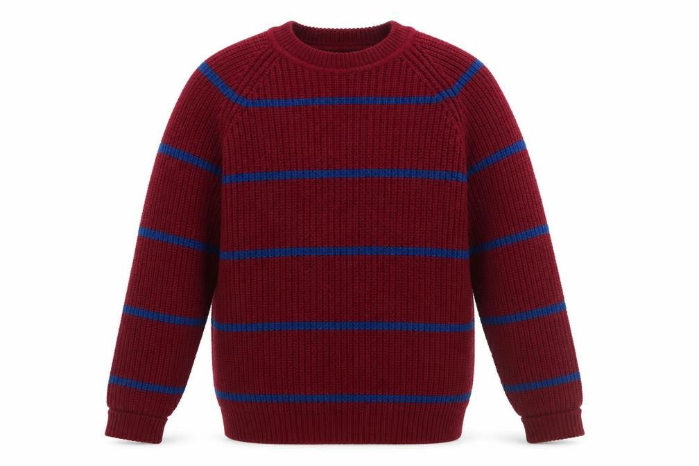 Iron Wood Trading Company Men's Red Striped Chunky Knit Acrylic Pullover Jumper M
