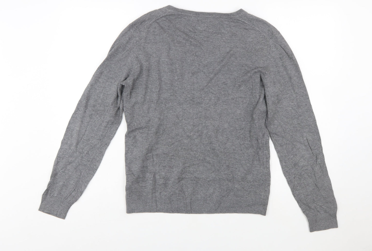 Tommy Hilfiger Men's Grey Argyle V-Neck Cotton Jumper L