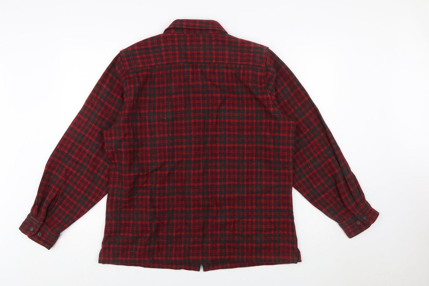 Woolrich Men Red Check Wool Blend Zip Flannel Jacket L