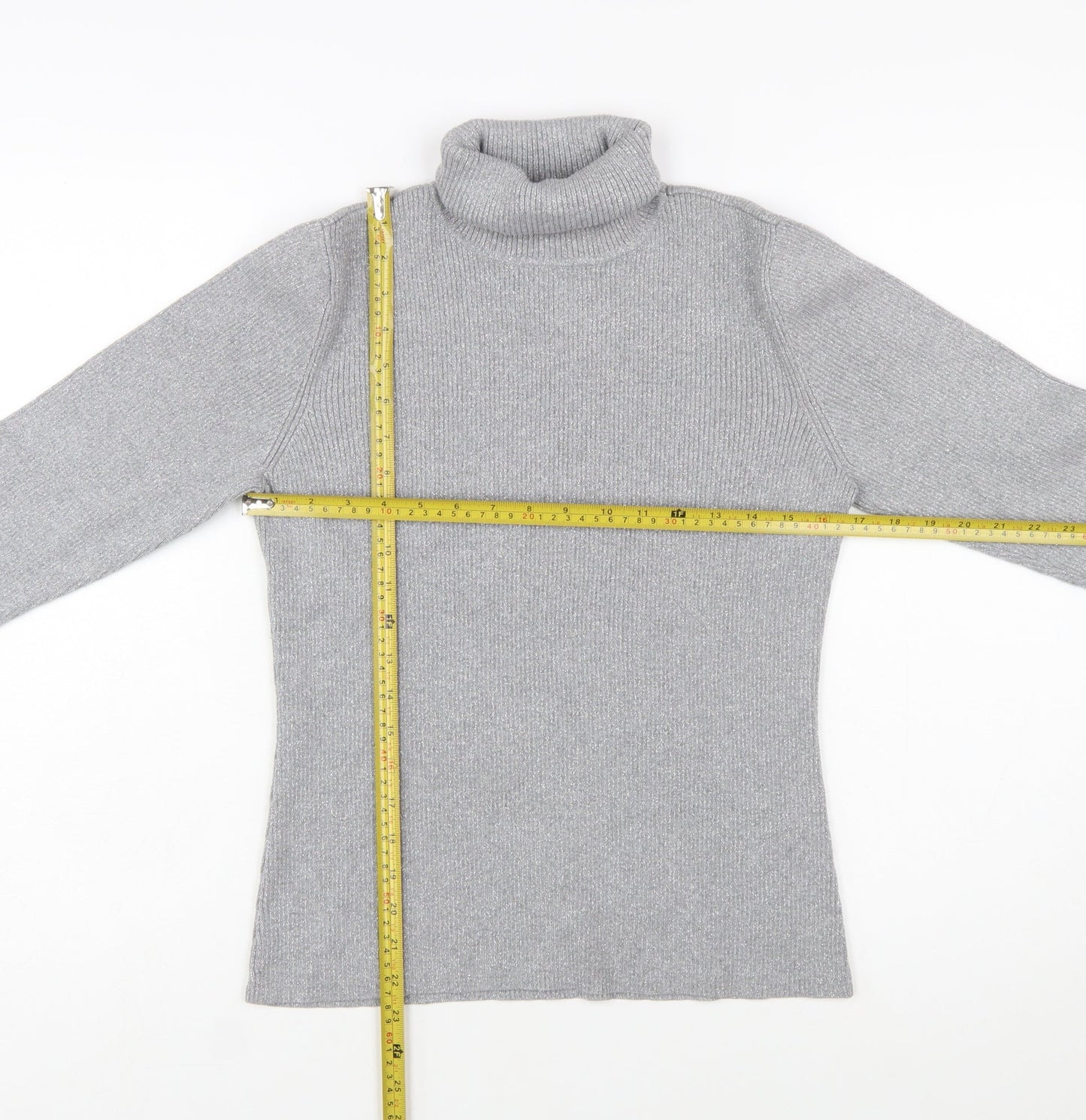 Liz Claiborne Women’s Grey Petite Roll Neck Knit Jumper L