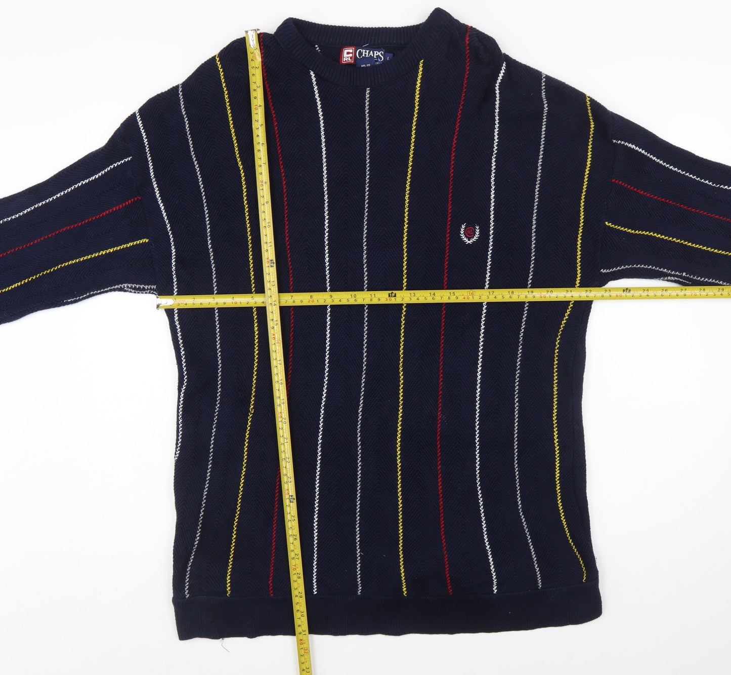 Chaps Ralph Lauren Men's Blue Striped Cotton Jumper L