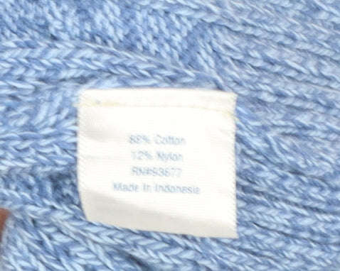 St John's Bay Women's Blue Cable-Knit Cotton Jumper Size L