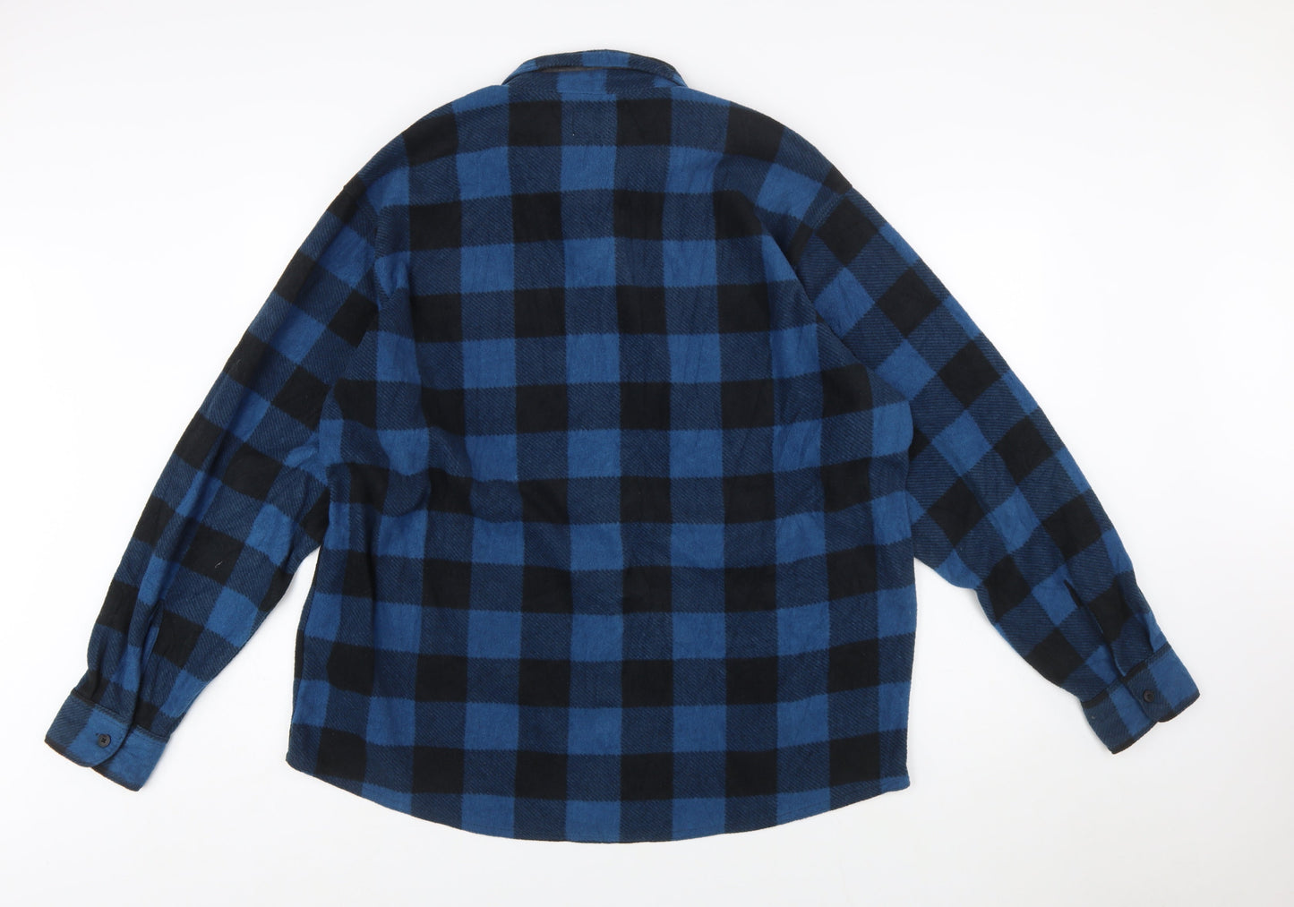 Wrangler Men's Blue Check Flannel Button-Up Shirt XL