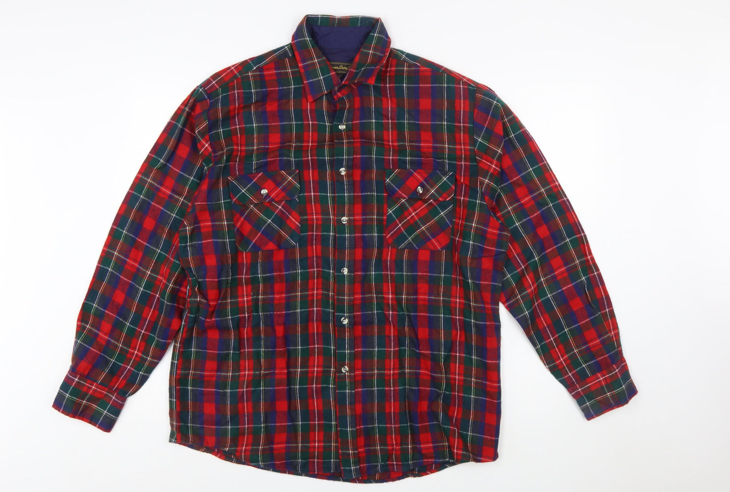 Eleven Sixty Six Men's Red Check Flannel Button-Up Shirt Size L