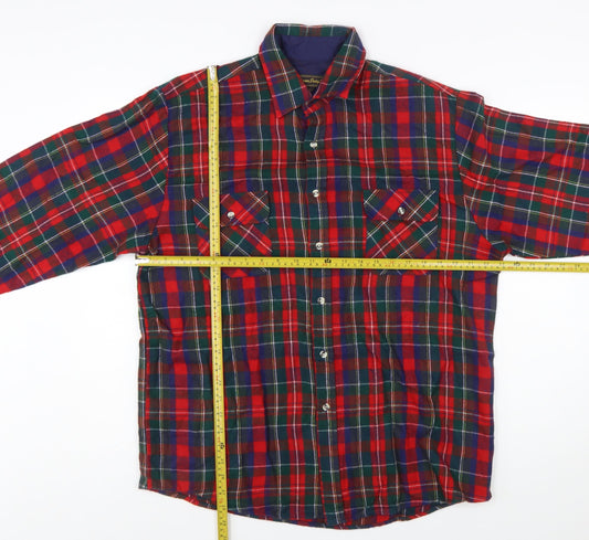 Eleven Sixty Six Men's Red Check Flannel Button-Up Shirt Size L