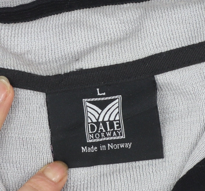 Dale of Norway Women's Grey Black Wool 1/4 Zip Nordic Jumper L