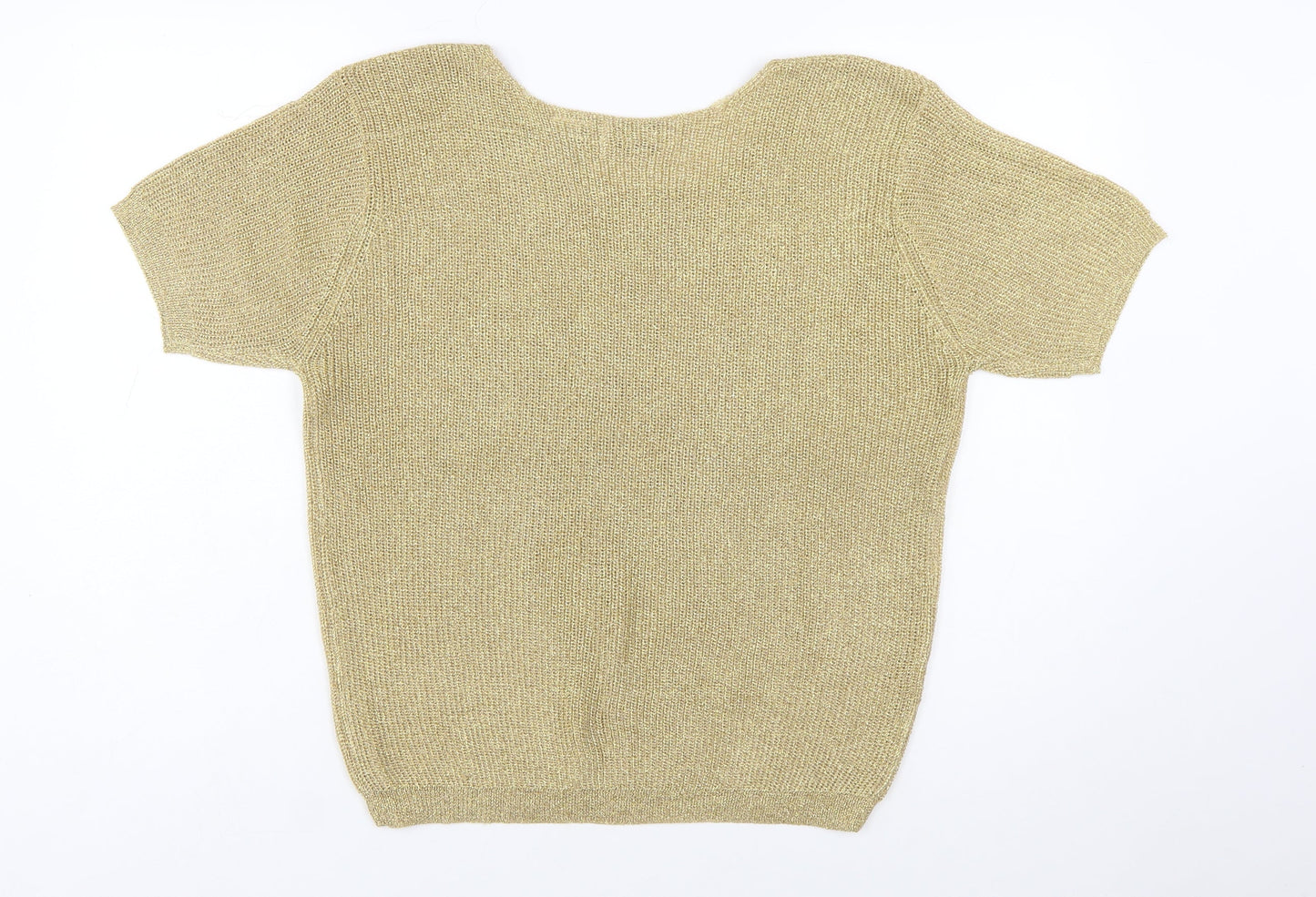 Gardy Womens Gold Short Sleeve Knit Pullover Jumper L