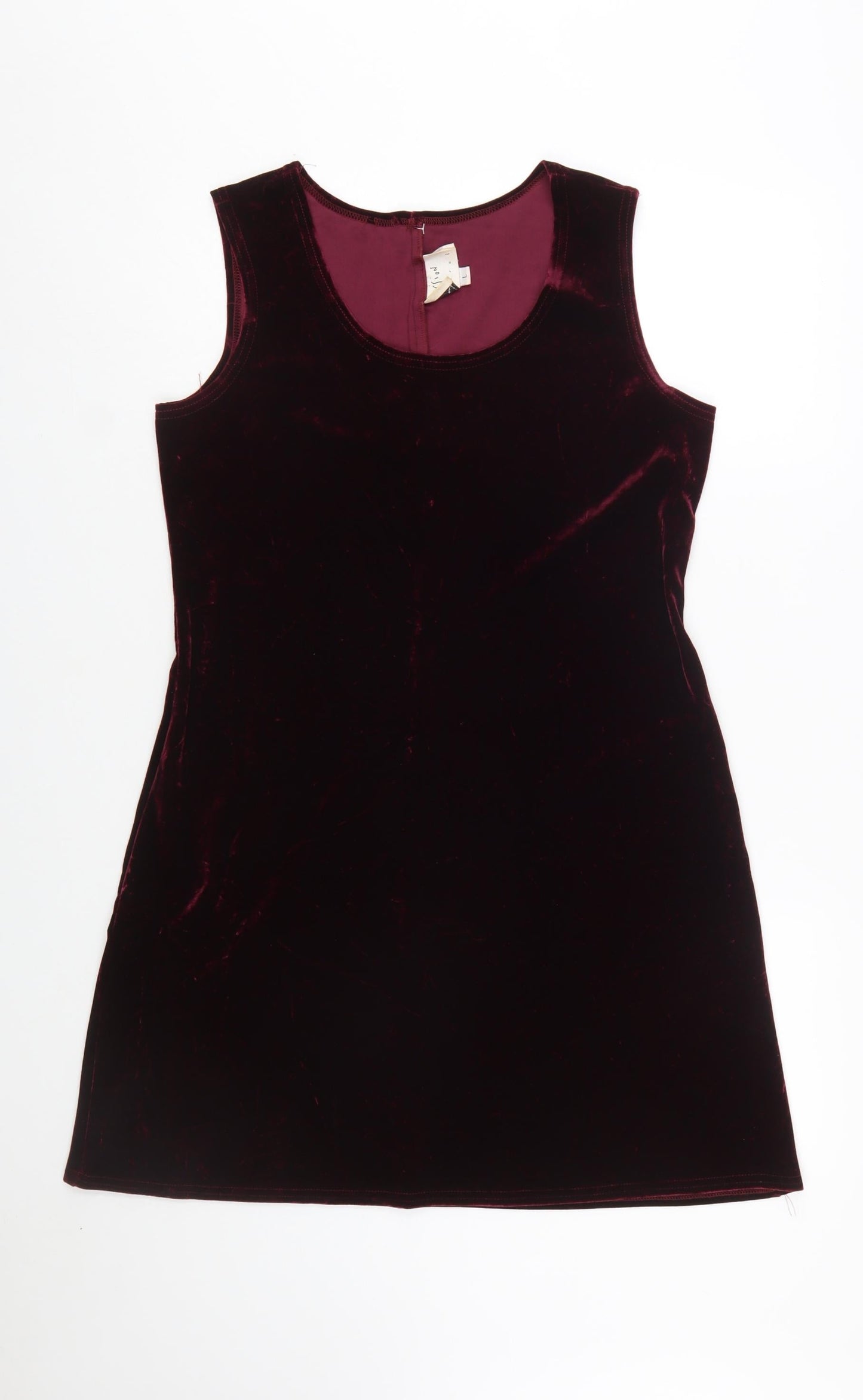 Vision Apparel Women's Red Velvet Sleeveless Shift Dress L