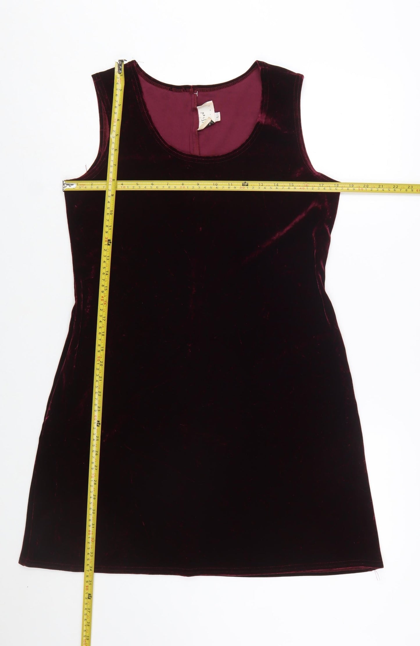 Vision Apparel Women's Red Velvet Sleeveless Shift Dress L