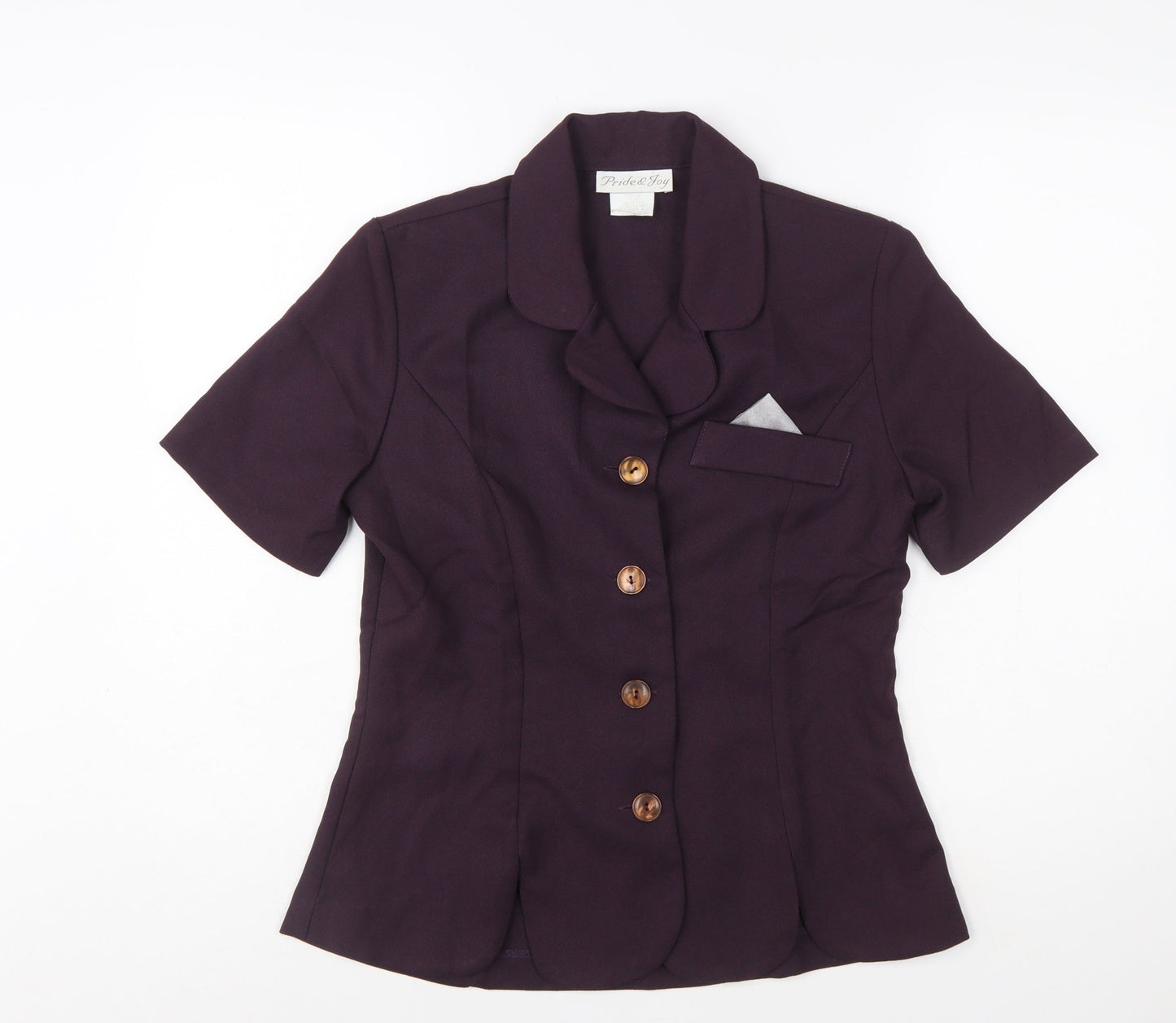 Pride & Joy Women Purple Short Sleeve Crepe Suit Jacket Size 8