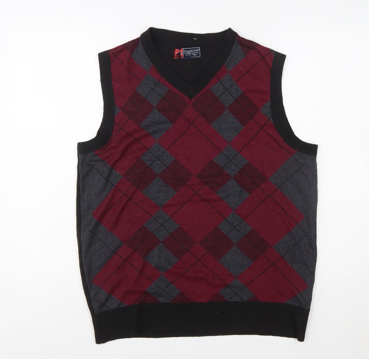 Cambridge Classics Men's Multicoloured Argyle V-Neck Vest XL