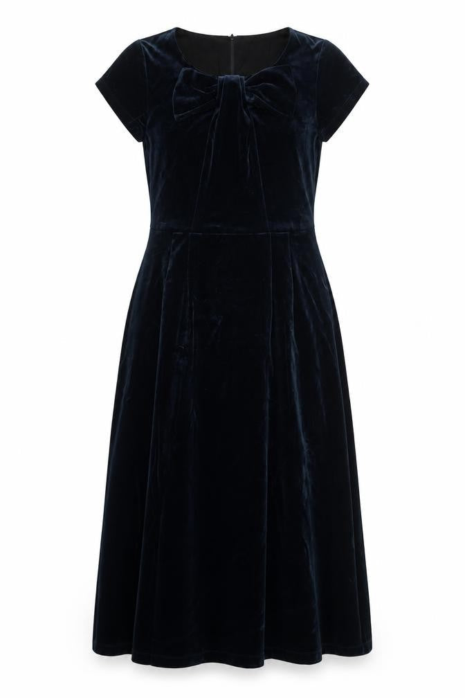 Bendigo Impressions Women's Blue Velvet A-Line Midi Dress M