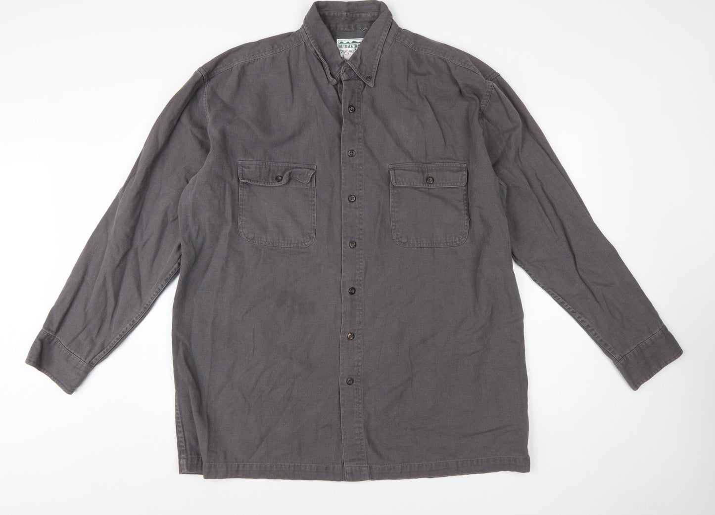 Outback Trail by Fox Fire Mens Grey XL Button-Up Cotton Shirt