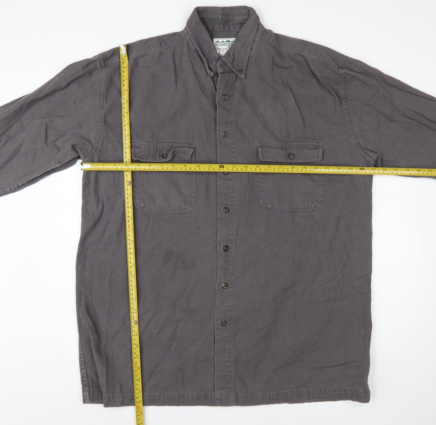 Outback Trail by Fox Fire Mens Grey XL Button-Up Cotton Shirt