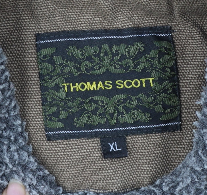 Thomas Scott Men's Brown XL Workwear Jacket Faux Fur Collar