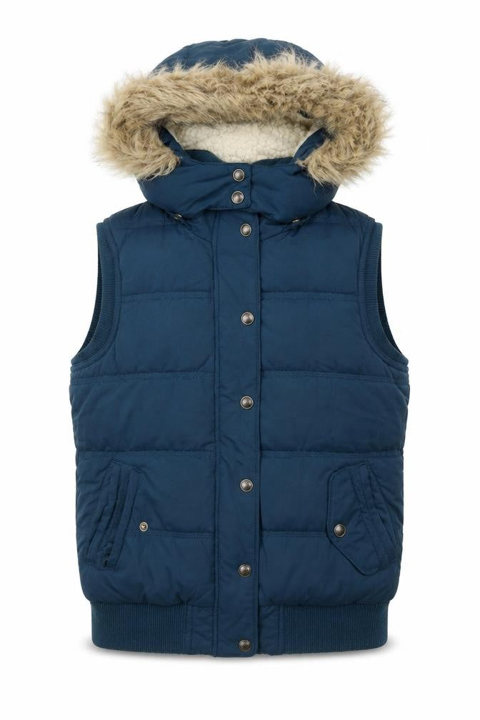 FatFace Women's Blue Hooded Padded Bodywarmer Gilet Size 10
