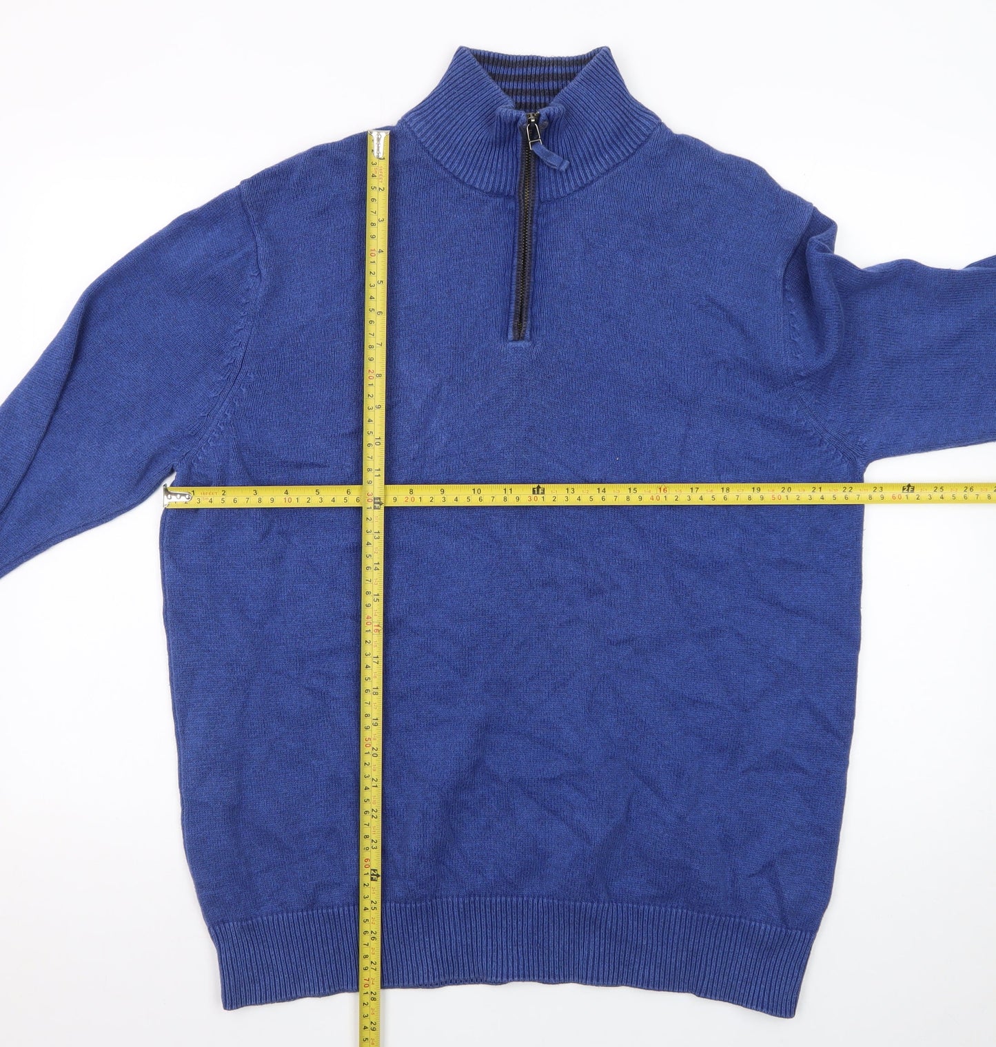 Maine New England Men's Blue Cotton Half Zip Jumper L