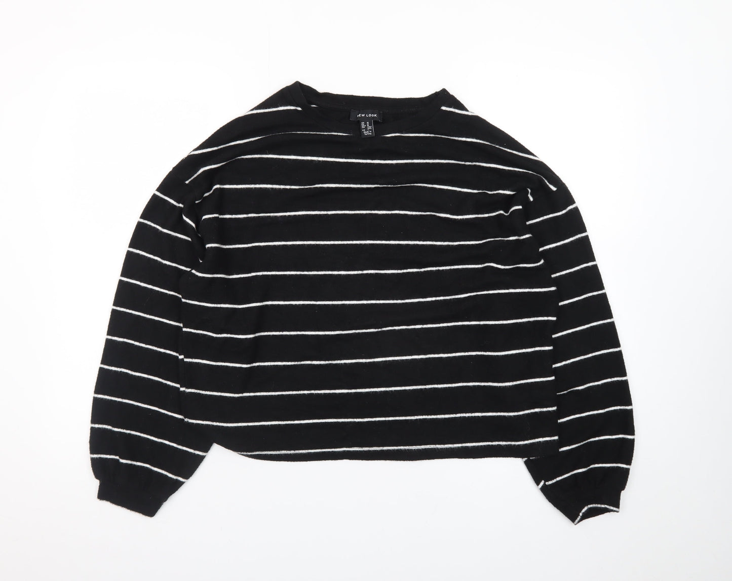 New Look Women's Black Striped Knit Pullover Jumper Size M