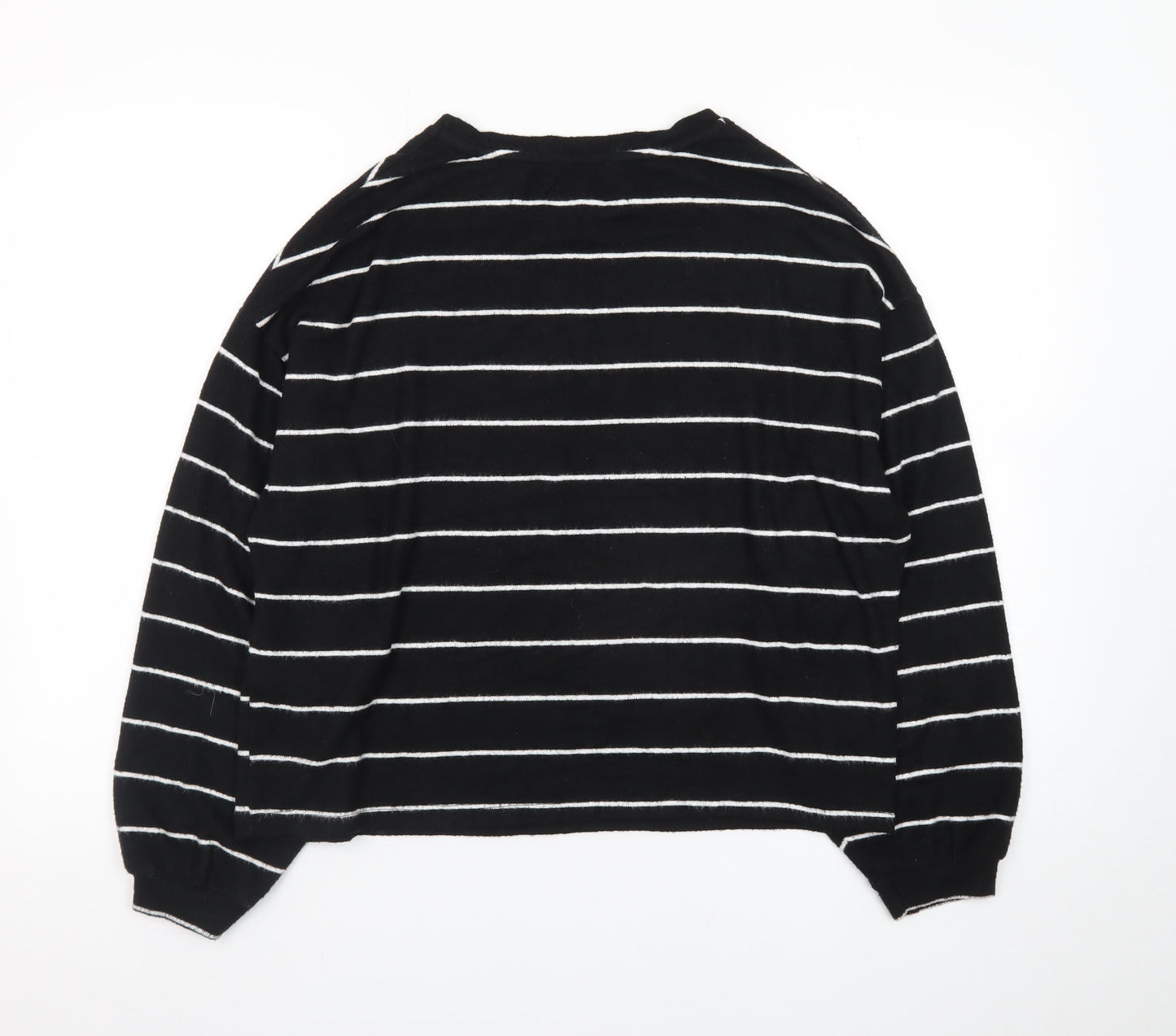 New Look Women's Black Striped Knit Pullover Jumper Size M