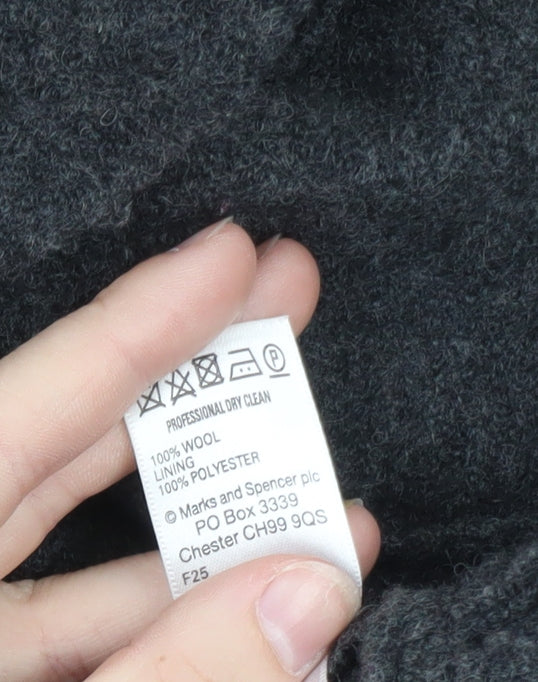 Marks and Spencer Women Grey Wool Ruffle Belted Sleeveless Vest Jumper Size 14
