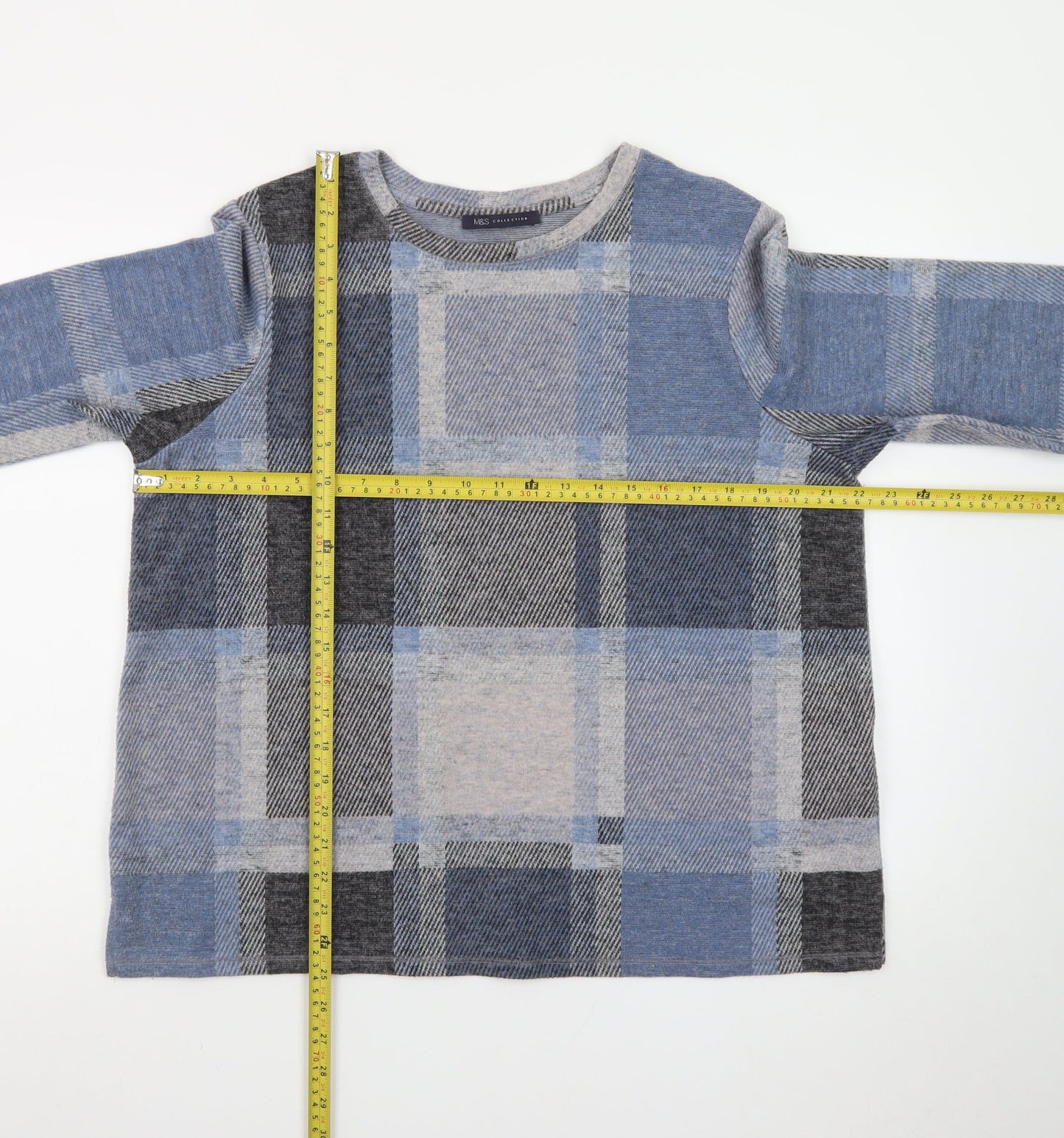Marks and Spencer Womens Multicoloured Check Knit Pullover Jumper Size 18