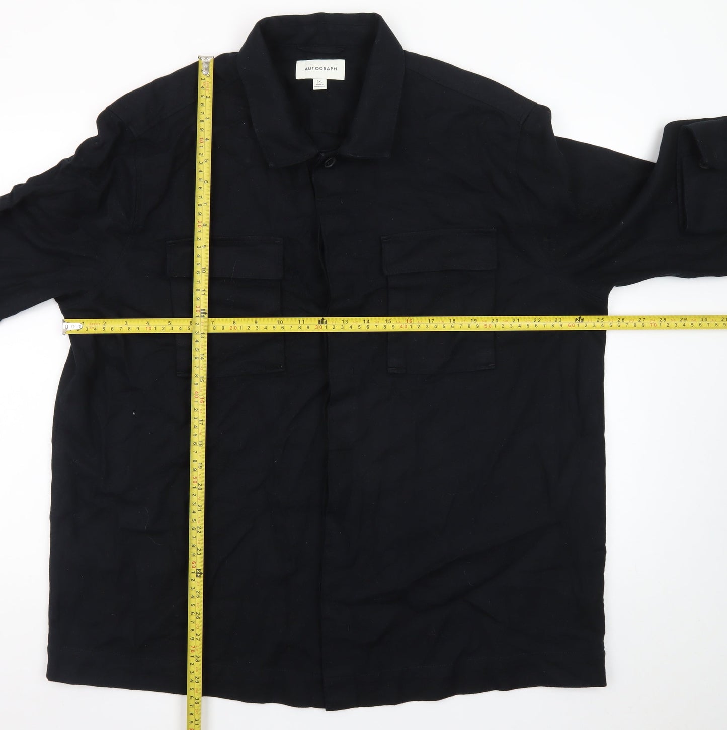 Marks and Spencer Autograph Men’s Black 2XL Cotton Button-Up Shirt