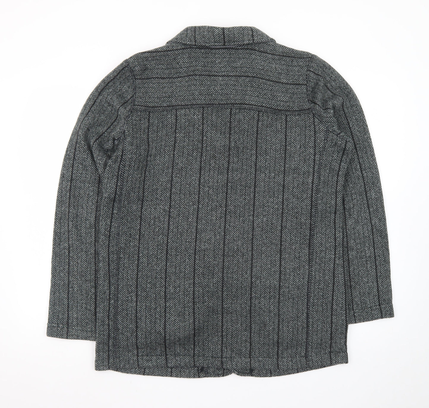 Cotton Traders Men's Grey Wool Herringbone Blazer Jacket M