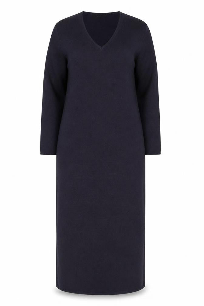 Marks & Spencer Women’s Black Knit V-Neck Wool Blend Sheath Dress Size 16
