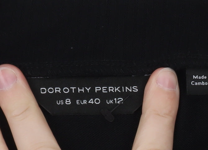 Dorothy Perkins Womens Black UK 12 Button Shoulder Boat Neck Jumper