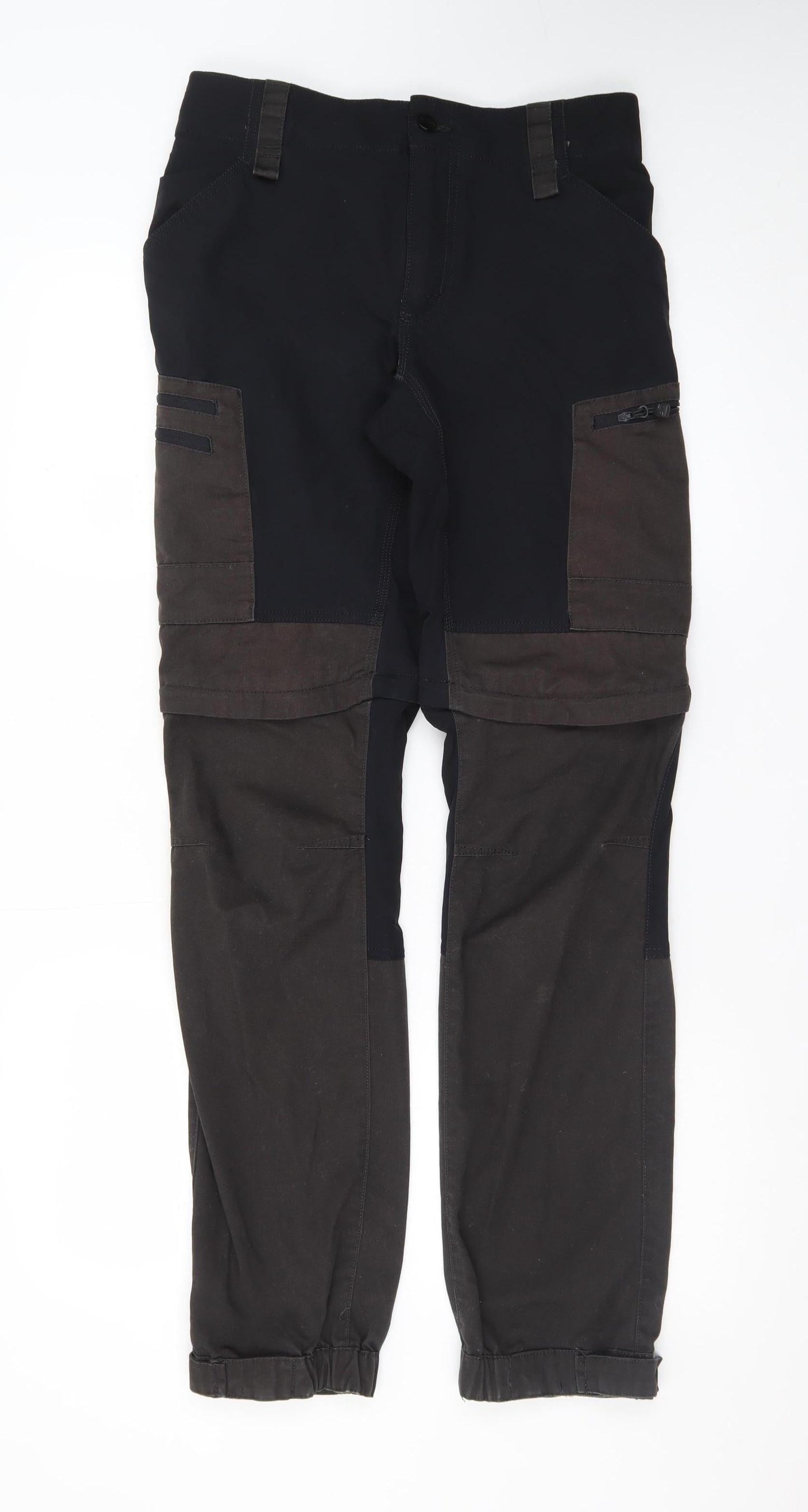 RevolutionRace Men’s Black Cargo Convertible Trousers Size S GPX Zip-Off