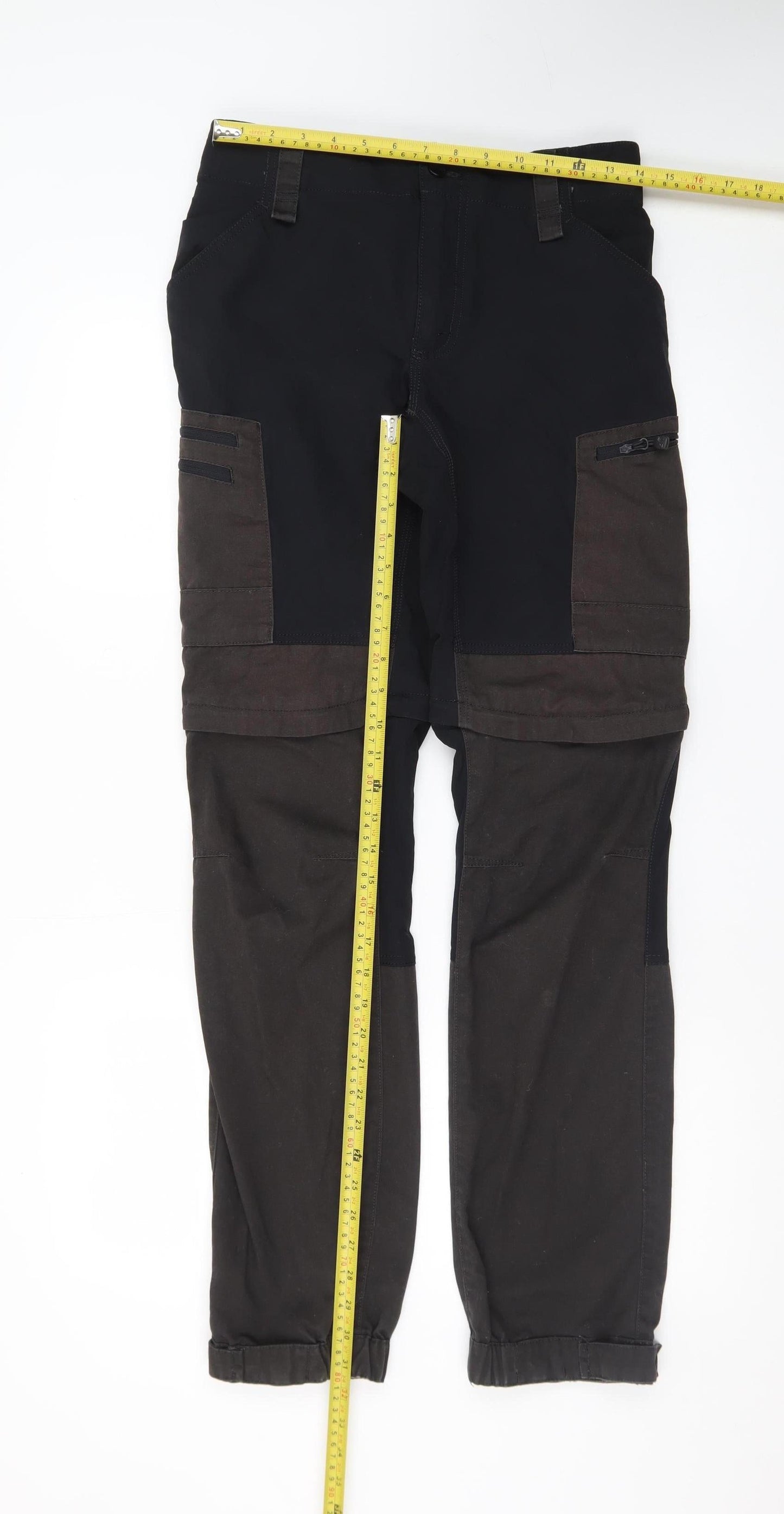 RevolutionRace Men’s Black Cargo Convertible Trousers Size S GPX Zip-Off