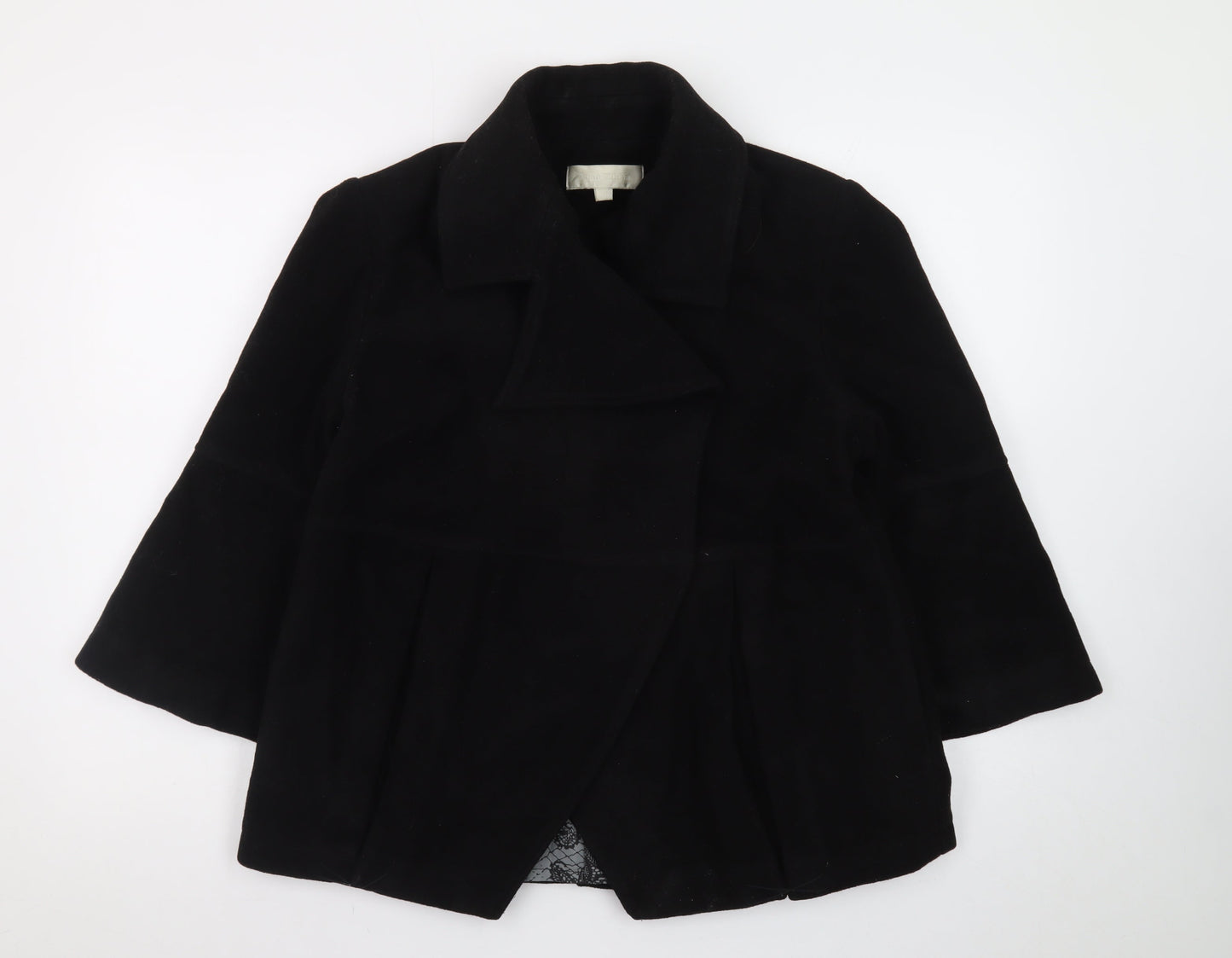 Ronit Zilkha Womens Black Wool Mid-Length Coat Size 12